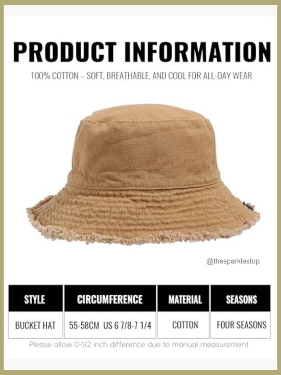 Washed Cotton Bucket Hat Packable Reversible Fisherman Cap Sun Protection main image 5